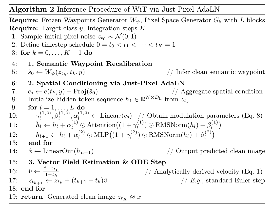 Algorithm 2 inference procedure of WiT